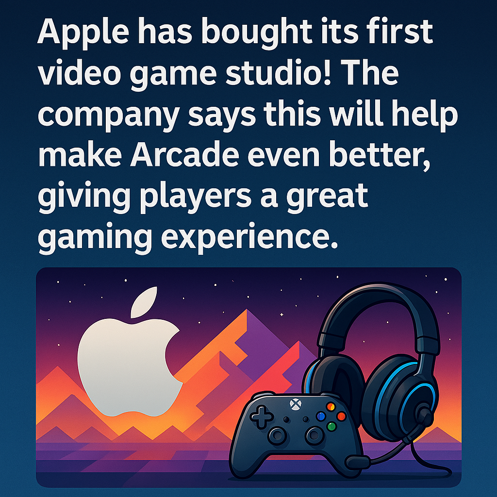 Apple has bought its first video game studio! The company says this will help make Arcade even better, giving players a great gaming experience.